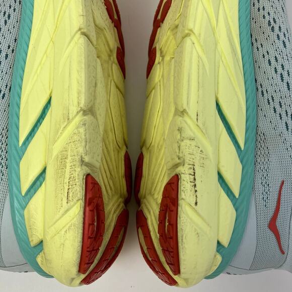 Hoka One One Womens Sz 8 Clifton 7 Running Shoes Light Green Yellow Mesh Lace-up - Picture 16 of 16